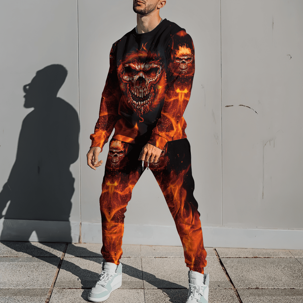 Skull 3D All Over Printed Combo Sweater + Sweatpant