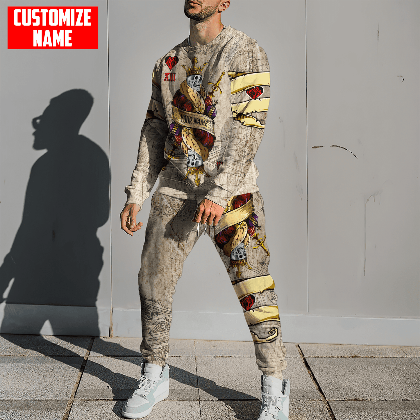 Customize Name Skull 3D All Over Printed Combo Sweater + Sweatpant