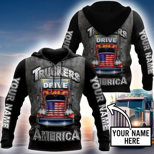 Premium Customized Name 3D All Over Printed Unisex Shirt For Trucker