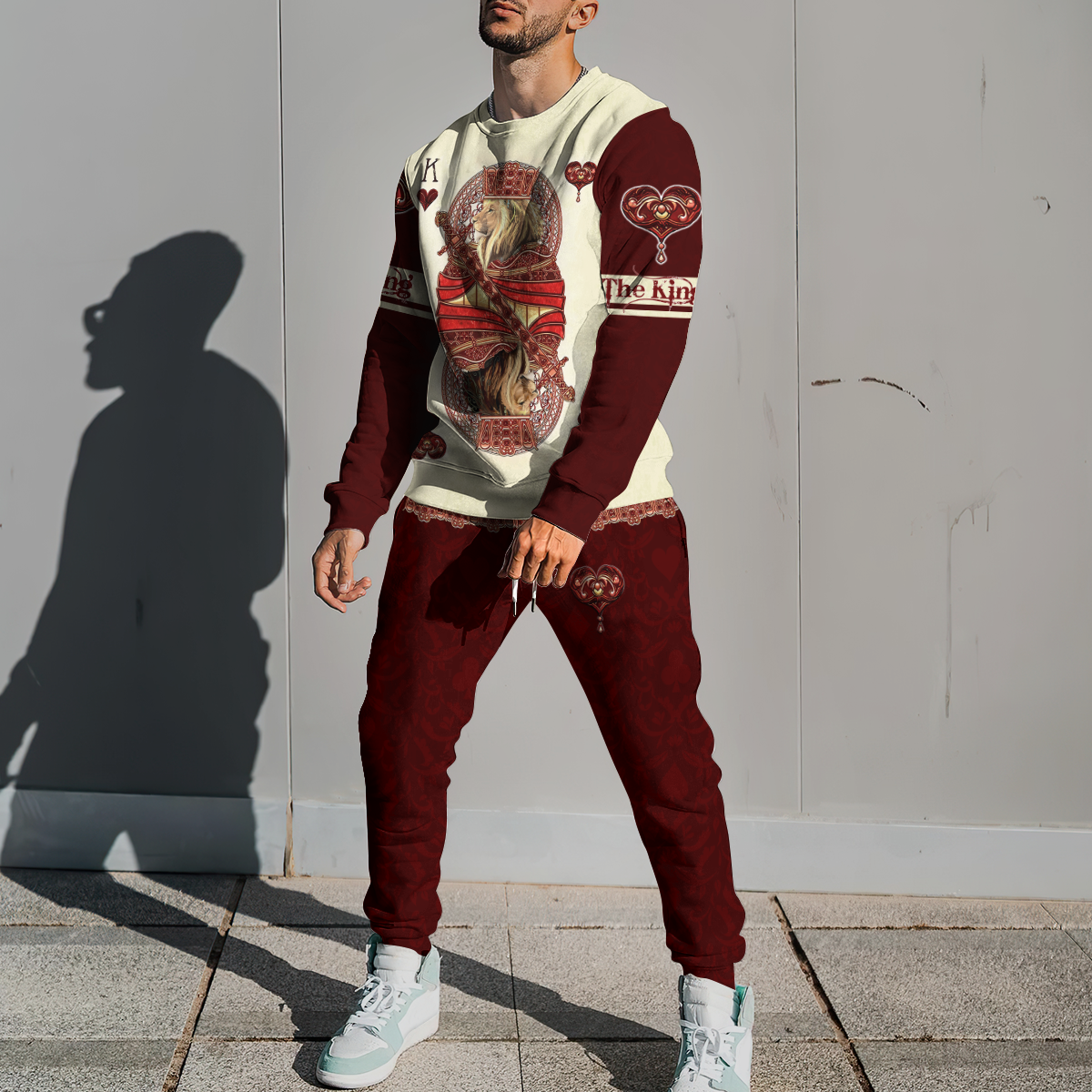 King Hearts Lion Poker 3D All Over Printed Combo Sweater + Sweatpant