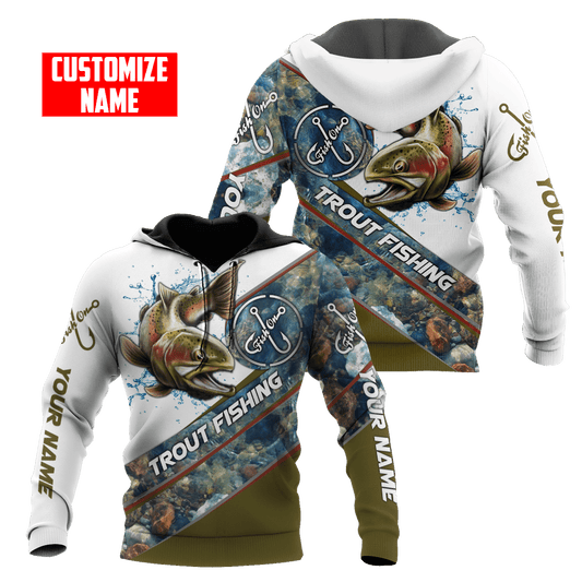 Custom name Trout-Salmon Fishing Underwater Camo 3D painting printed shirts