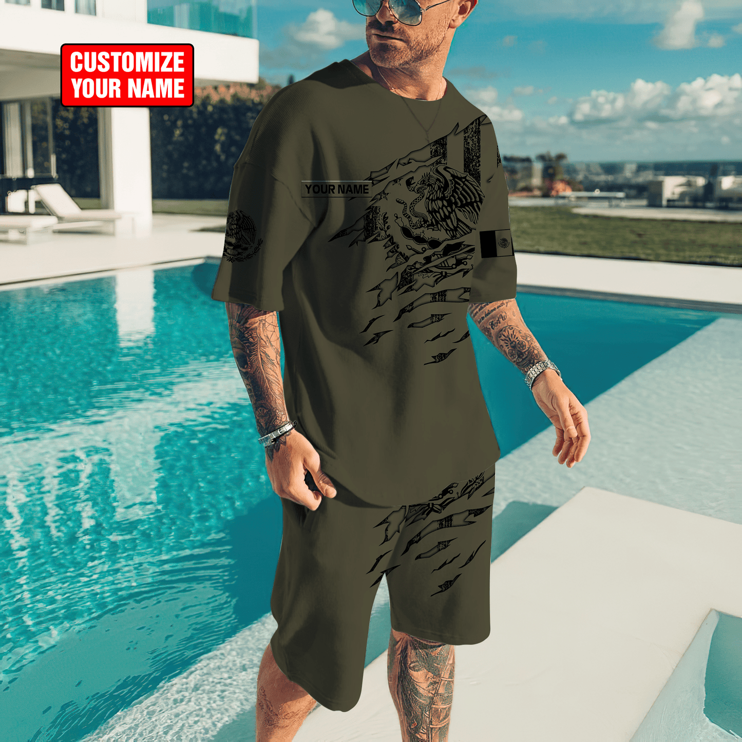 Personalized Name Mexico Combo T-shirt and Short 3D All Over Printed