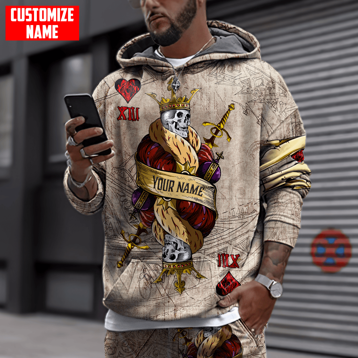 Customize Name Skull 3D All Over Printed Combo Hoodie + Sweatpant