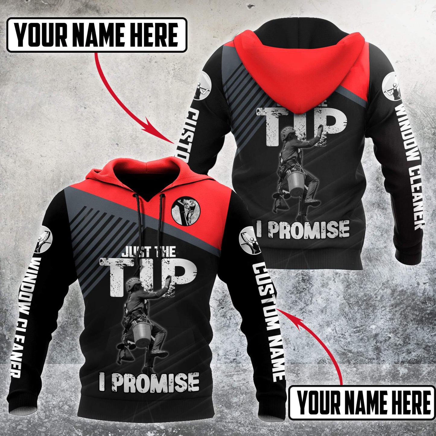 Premium Personalized 3D Printed Window Cleaner Shirts Just The Tip MEI