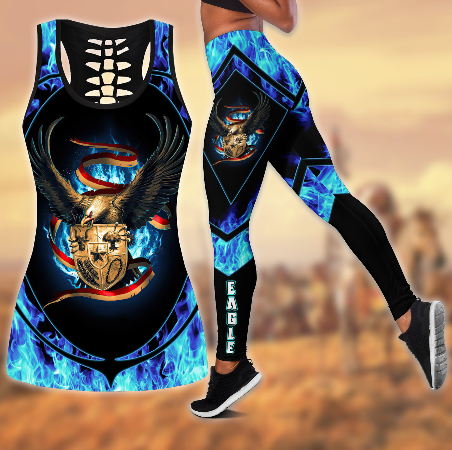 Eagle 3D All Over Printed Legging + Hollow Tank TNA27032106