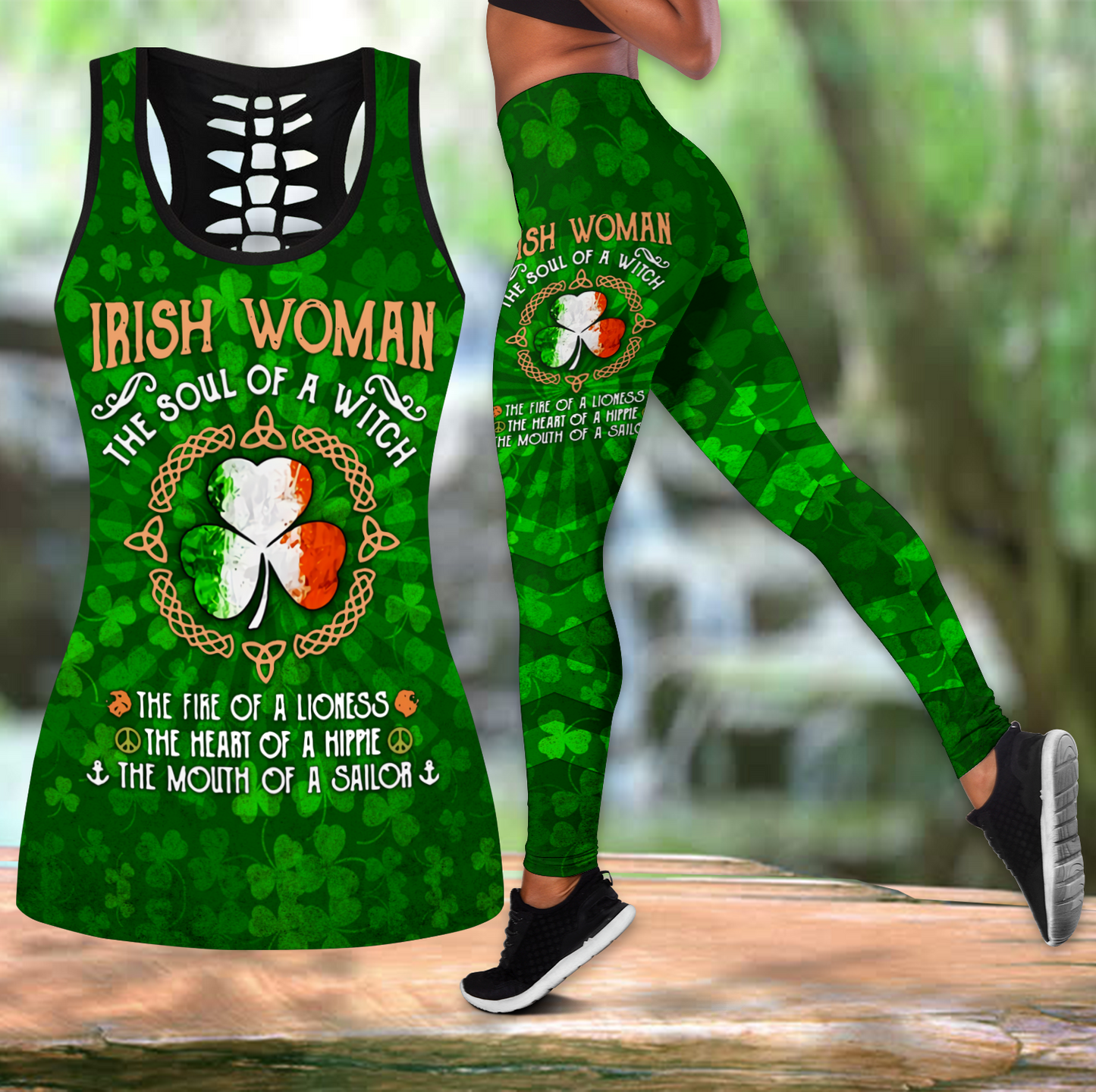 Irish Soul Combo Hollow Tank Top And Legging Outfit TNA24022102