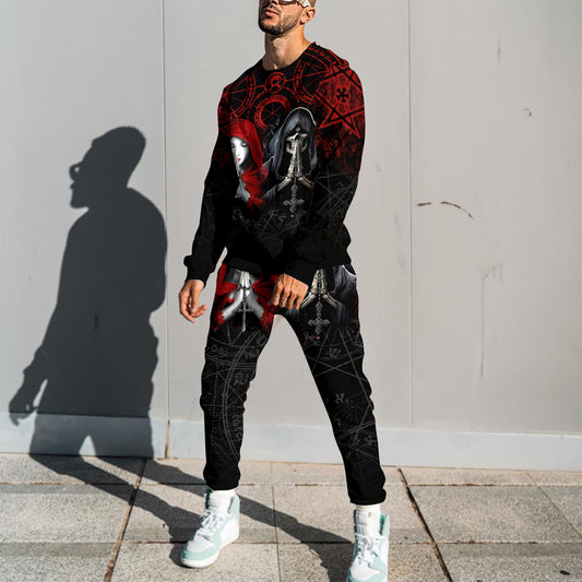 Skull And The Girl 3D All Over Printed Combo Sweater + Sweatpant
