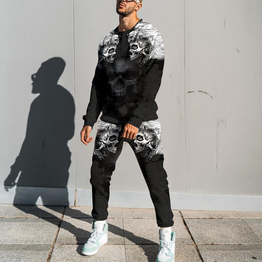 Couple Wolf Skull 3D All Over Printed Combo Sweater + Sweatpant