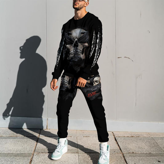 Hear No Evil,  See No Evil, Speak No Evil Skull 3D All Over Printed Combo Sweater + Sweatpant