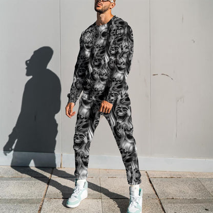 Three Wise Skull 3D All Over Printed Combo Sweater + Sweatpant