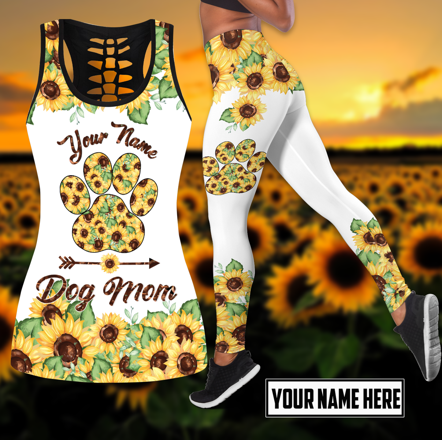 Dog mom hollow tank & leggings combo
