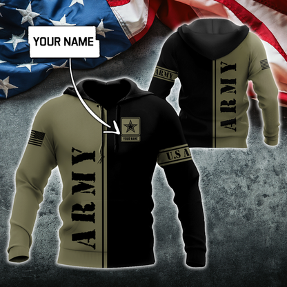 Custom name US Army Veteran Basic 3d printed shirts Proud Military SN19052104