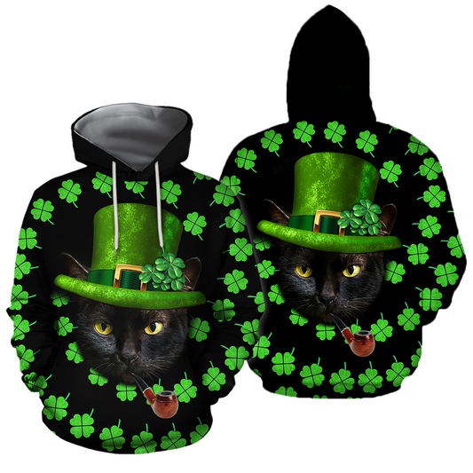 3D All Over Printed  Irish- American black cat  St Patrick Day Unisex Shirts