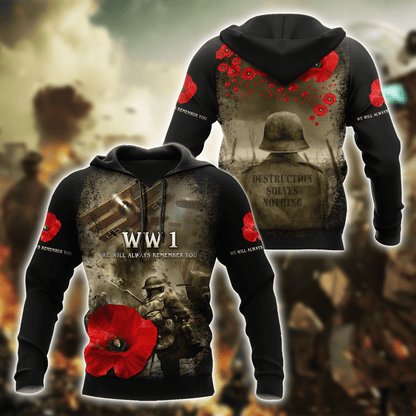 Remembrance Day Lest We Forget 3D All Over Printed Unisex Shirts