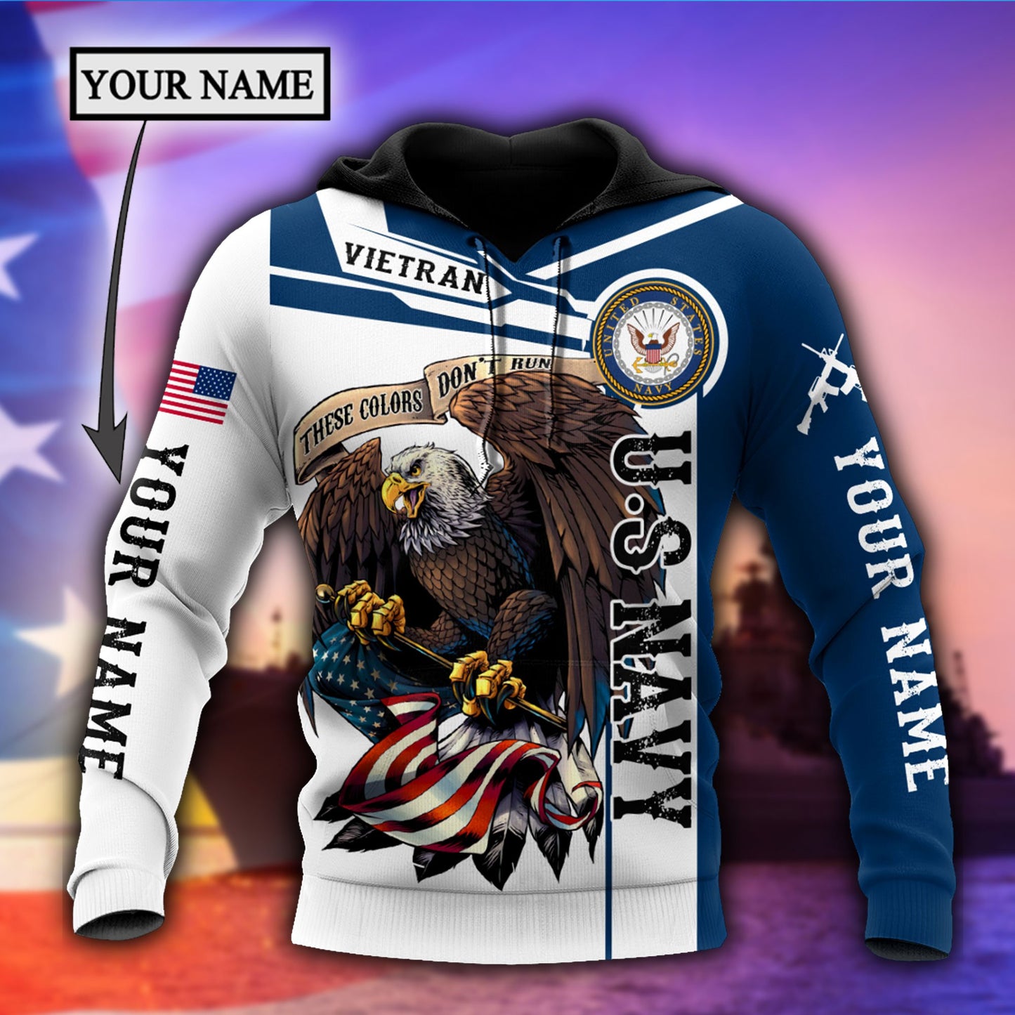 Custom name US Navy Veteran 3d printed shirts Proud Military NTN18052104