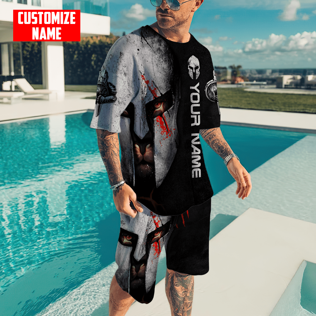 Custom Name King Lion 3D All Over Printed Combo T-Shirt BoardShorts