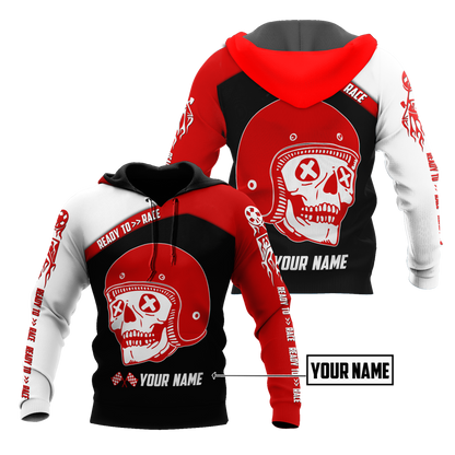 Personalized Name Motorcycle Racing 3D All Over Printed Unisex Shirts Red Skull
