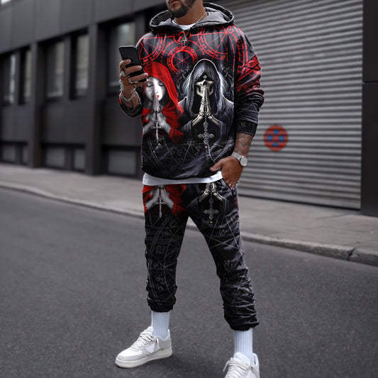 Skull And The Girl 3D All Over Printed Combo Hoodie + Sweatpant
