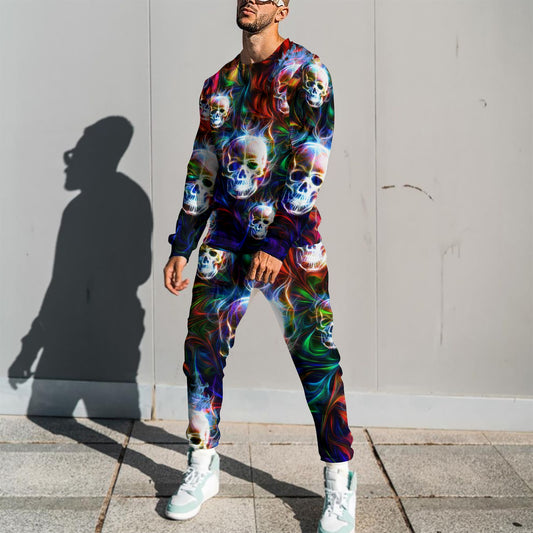 Colorful  Skull 3D All Over Printed Combo Sweater + Sweatpant