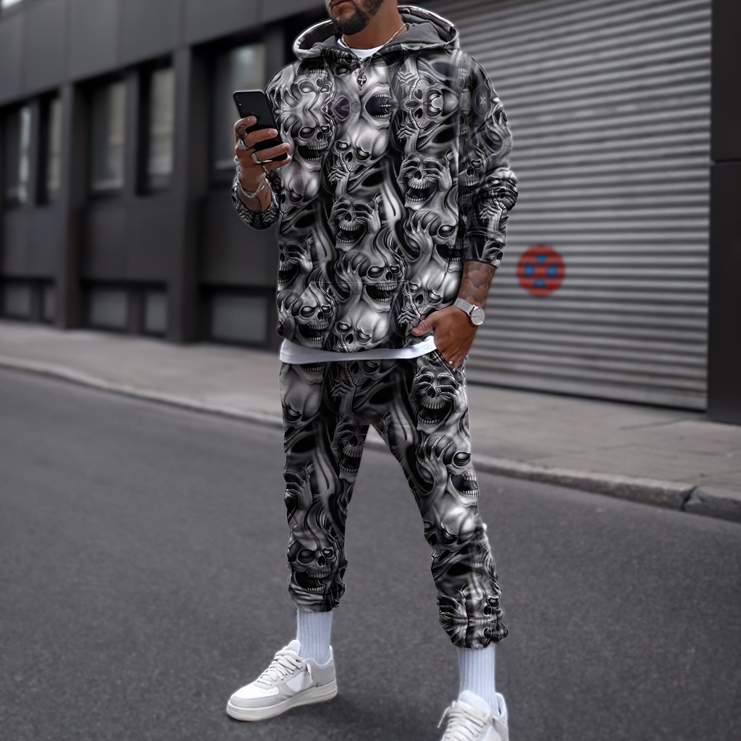 Three Wise Skull 3D All Over Printed Combo Hoodie + Sweatpant