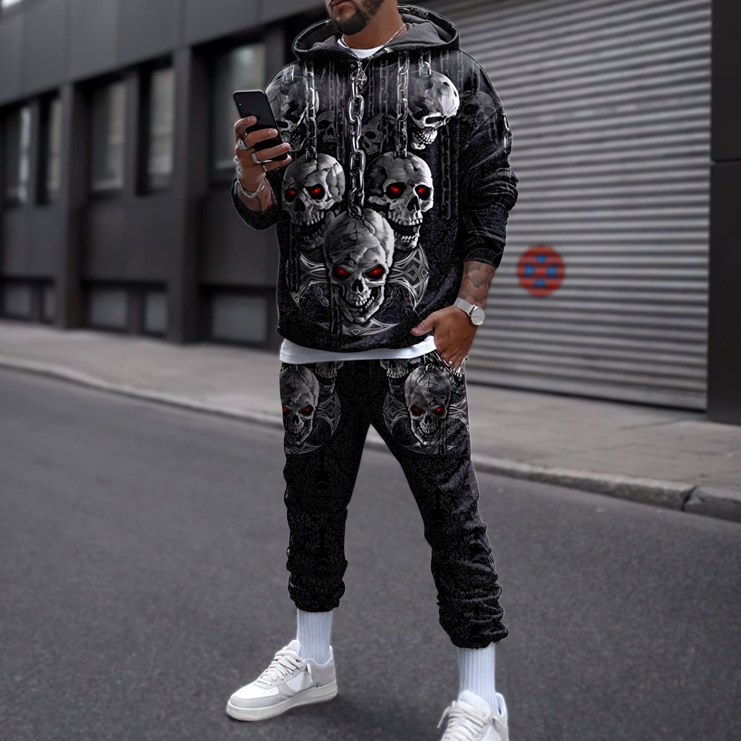 Dark Art Skull 3D All Over Printed Combo Hoodie + Sweatpant