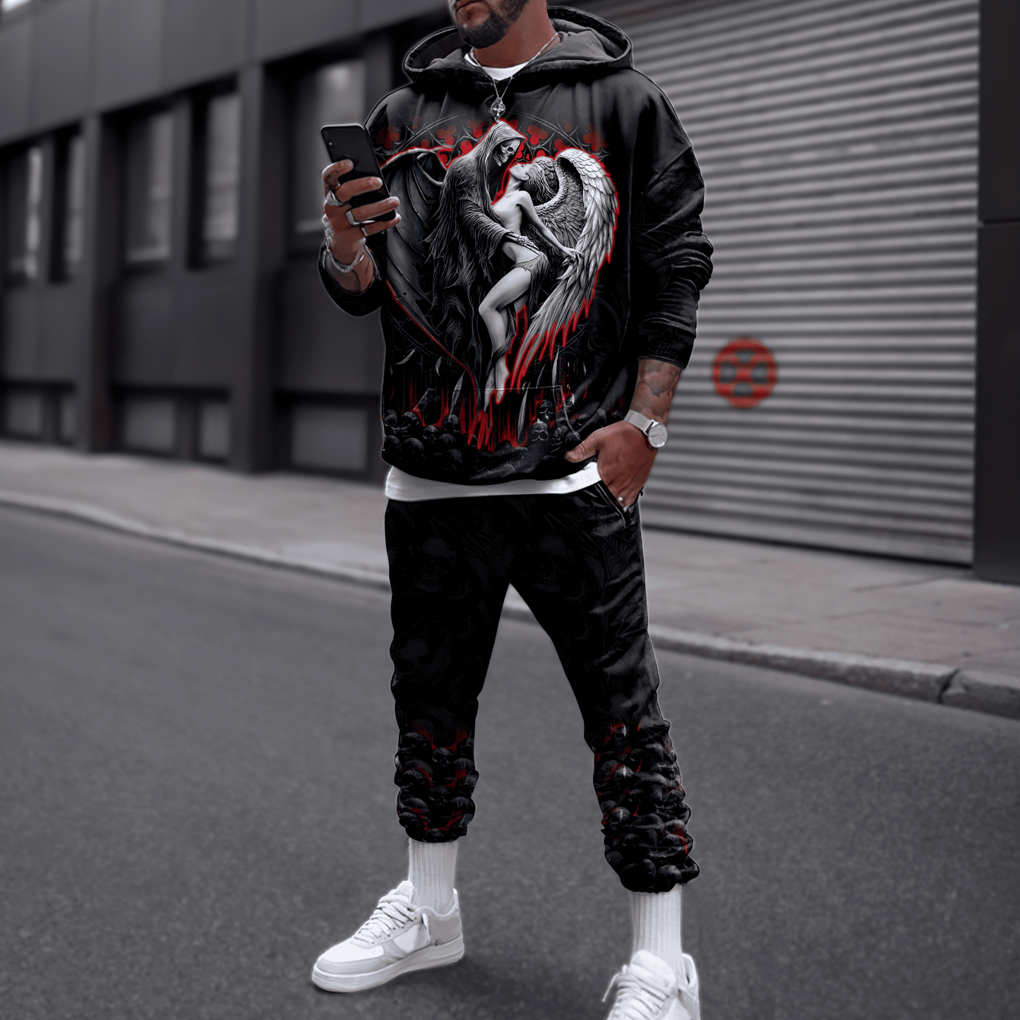 Skull and Beauty 3D All Over Printed Combo Hoodie + Sweatpant