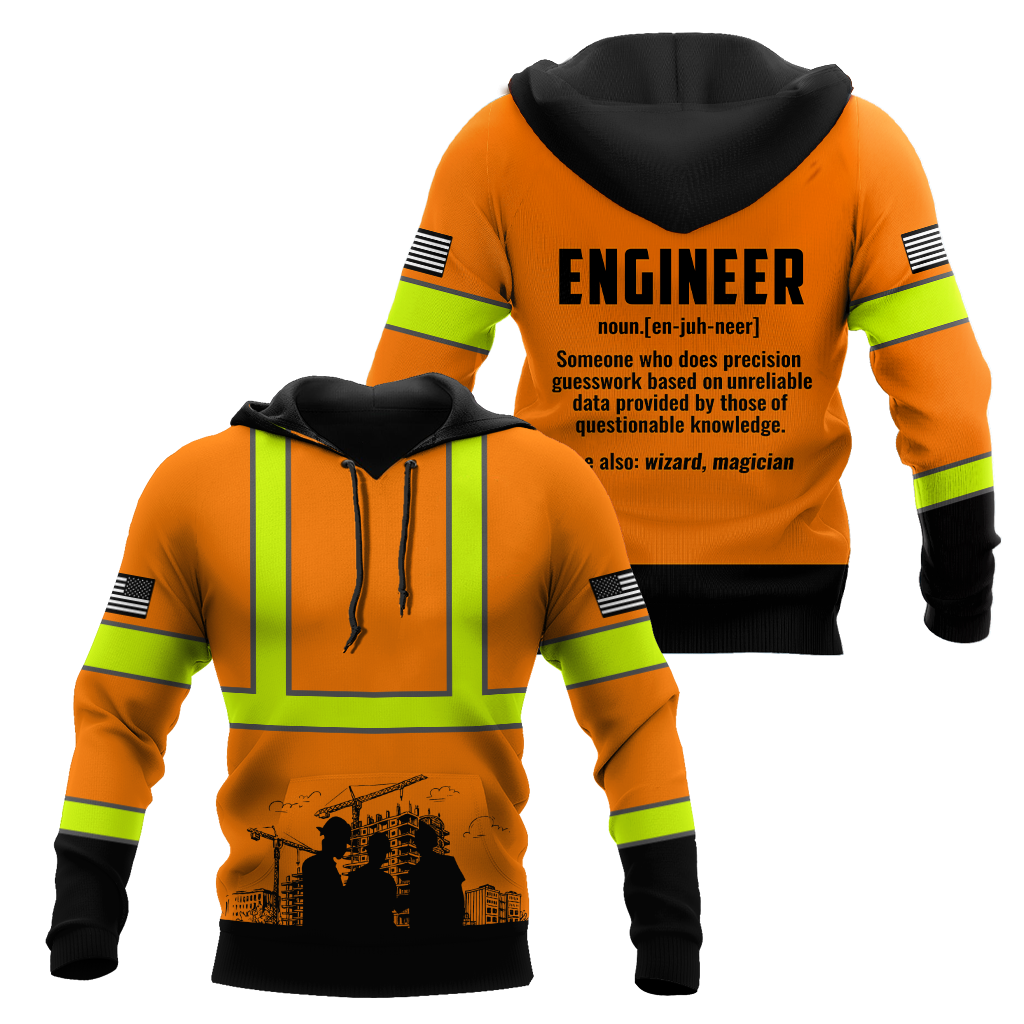 Construction Worker Orange Safety 3D printed shirts