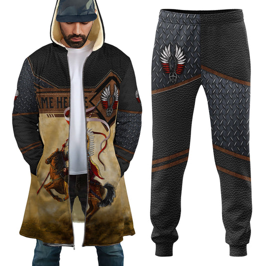 Premium Winged Hussars Metal Pattern Custom name Combo Zip Cloak Sweatpant For Winter