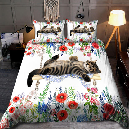 Cute Sleeping Cat Bedding Set TQH200823