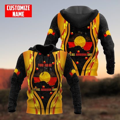 Custom name Proud to be Aboriginal Golden style 3d printed shirts