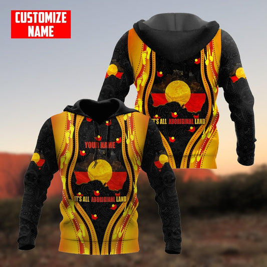 Custom name Proud to be Aboriginal Golden style 3d printed shirts