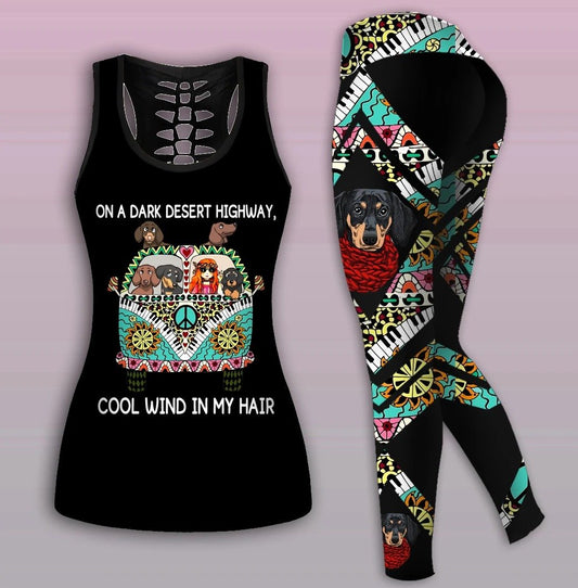 Dachshund Hippie Combo Tank + Legging NNK030917-Apparel-TA-S-S-Vibe Cosy™