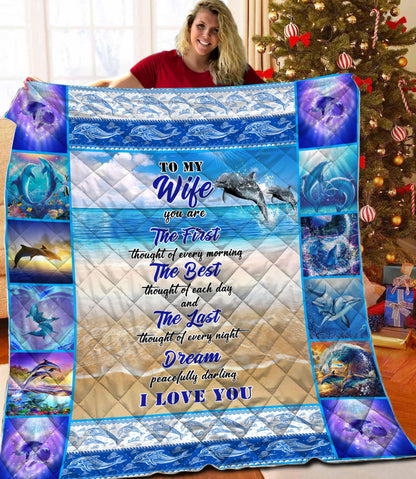 Love Gift Beautiful Dolphin Couple Quilt MEI