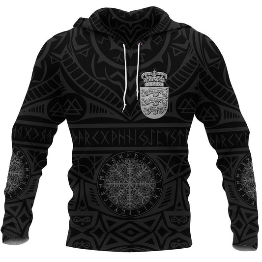 Denmark Vikings Tattoo Hoodie-ALL OVER PRINT HOODIES-HP Arts-Hoodie-S-Vibe Cosy™