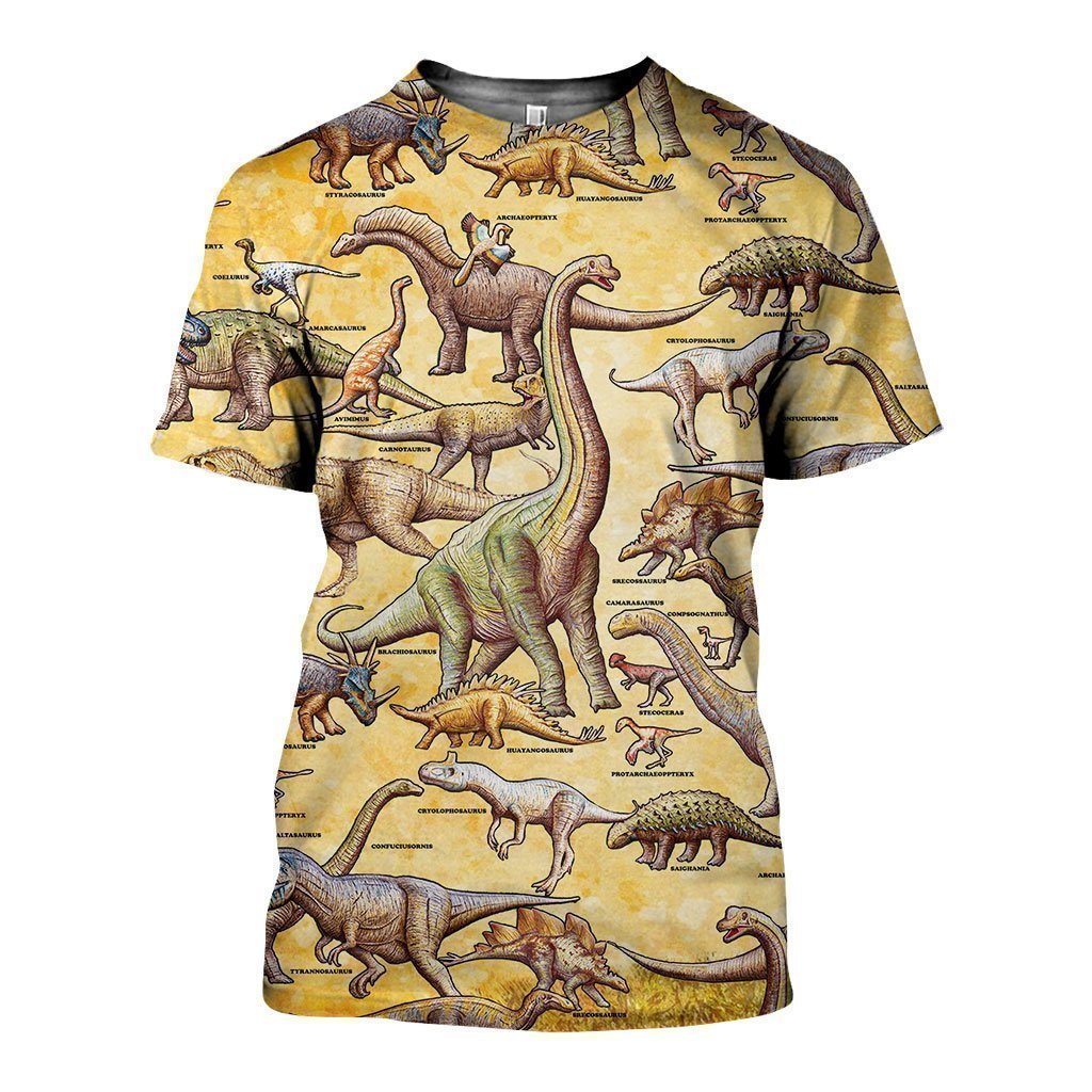 3D All Over Printed A Lot Of Dinosaurs Art Shirts And Shorts-3D All Over Printed Clothes-HP Arts-T-shirt-XS-Vibe Cosy™