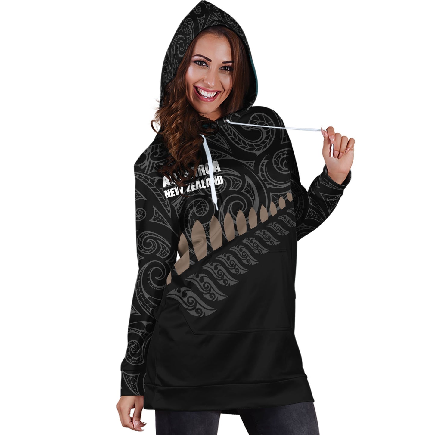 Aotearoa New Zealand Hoodie Dress-Apparel-HD09-Hoodie Dress-S-Vibe Cosy™