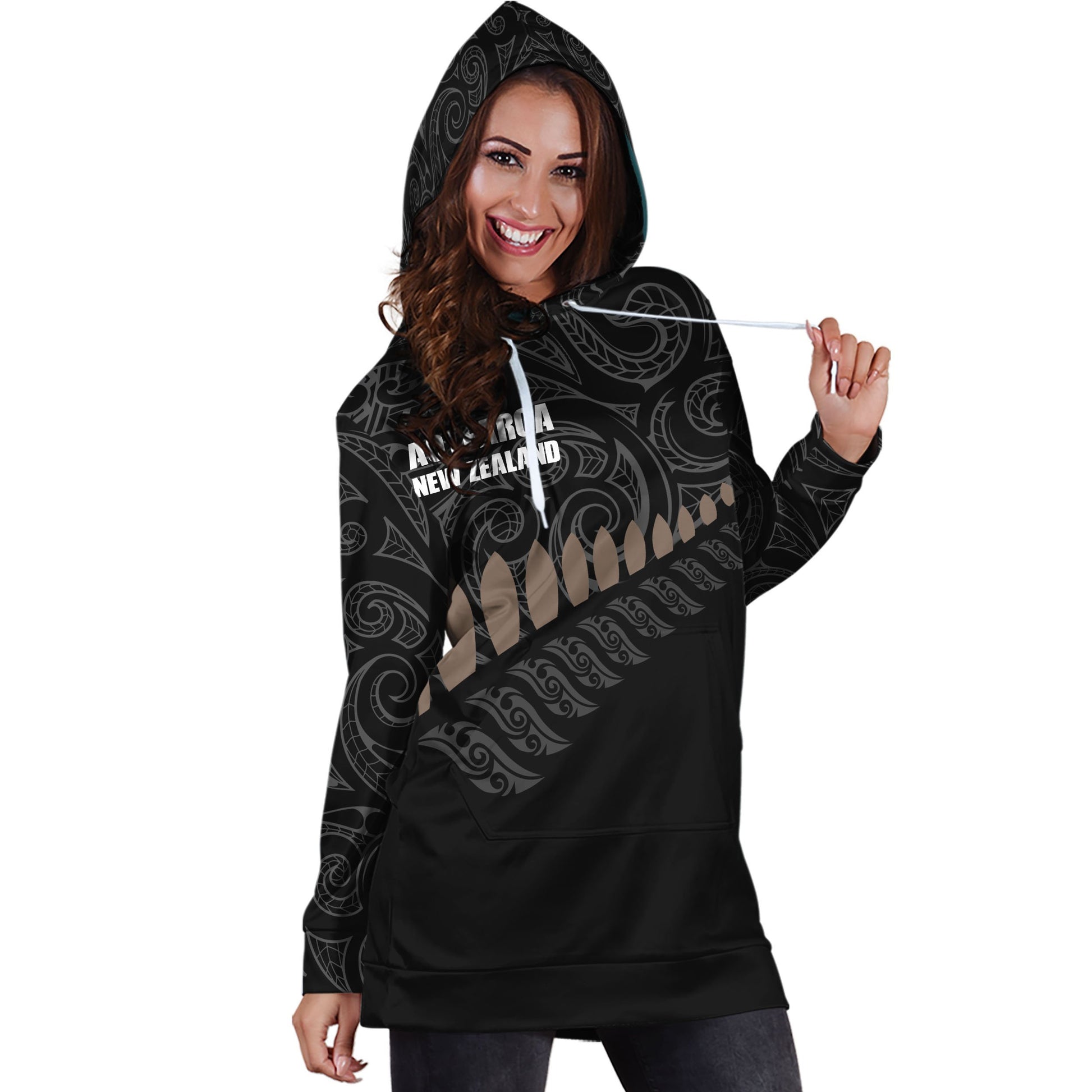 Aotearoa New Zealand Hoodie Dress-Apparel-HD09-Hoodie Dress-S-Vibe Cosy™