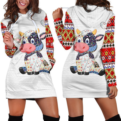 Cow Farmer Hoodie Dress-Apparel-HD09-Hoodie Dress-S-Vibe Cosy™