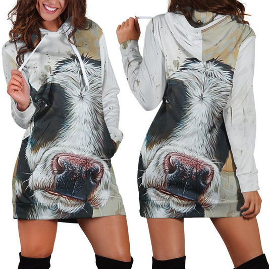 Cow Kids Cute Hoodie Dress-Apparel-HD09-Hoodie Dress-S-Vibe Cosy™