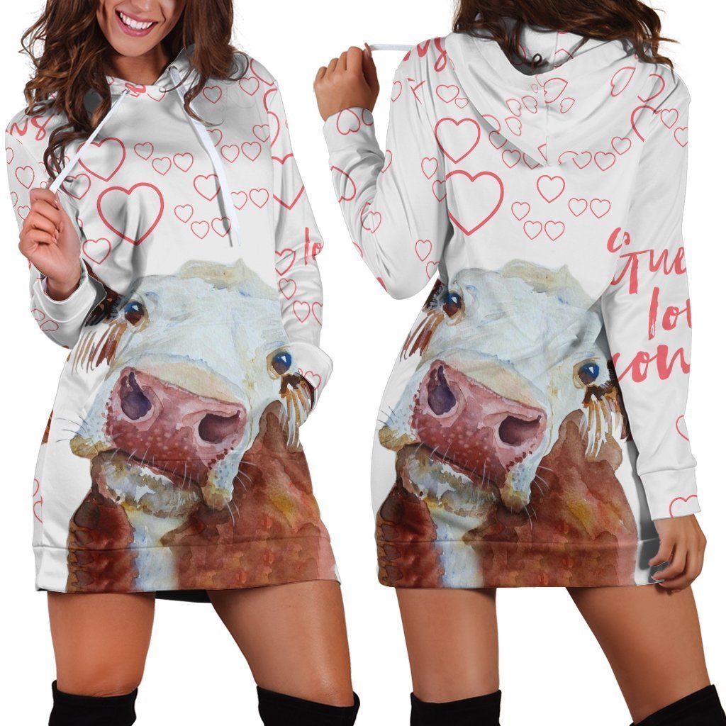 Farmer Guest Best Cow Hoodie Dress-Apparel-HD09-Hoodie Dress-S-Vibe Cosy™