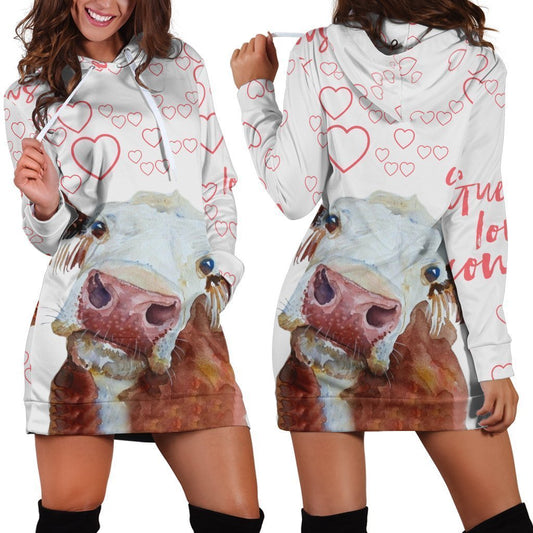 Farmer Guest Best Cow Hoodie Dress-Apparel-HD09-Hoodie Dress-S-Vibe Cosy™