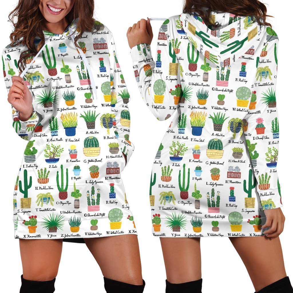 Beautiful Cactus Hoodie Dress-Apparel-NTH-Hoodie Dress-S-Vibe Cosy™