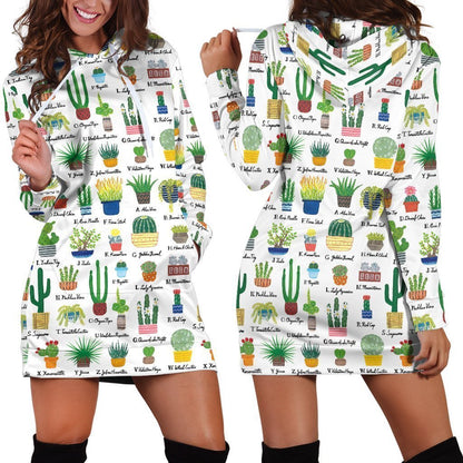 Beautiful Cactus Hoodie Dress-Apparel-NTH-Hoodie Dress-S-Vibe Cosy™