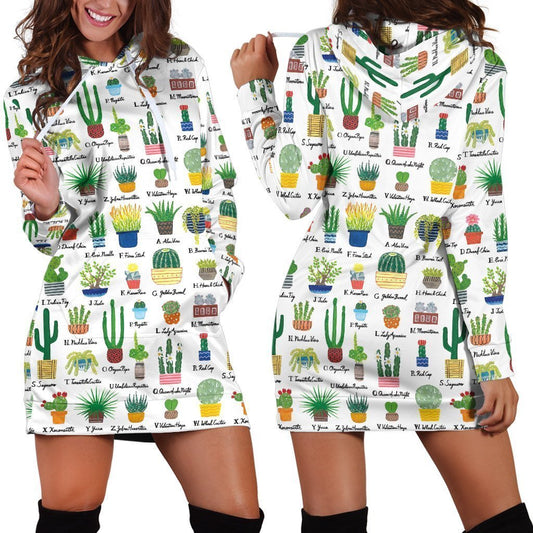 Beautiful Cactus Hoodie Dress-Apparel-NTH-Hoodie Dress-S-Vibe Cosy™