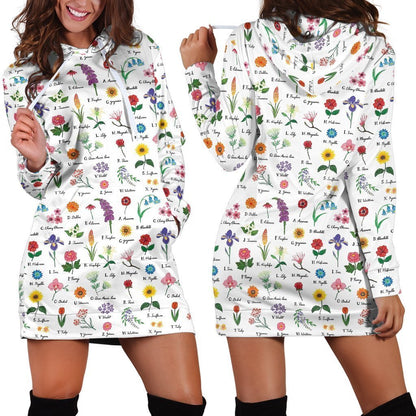 Beautiful Flowers Hoodie Dress-Apparel-NTH-Hoodie Dress-S-Vibe Cosy™
