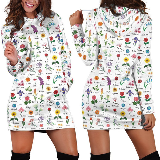 Beautiful Flowers Hoodie Dress-Apparel-NTH-Hoodie Dress-S-Vibe Cosy™