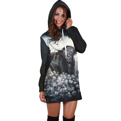 Bull Christmas Hoodie Dress-Apparel-HD09-Hoodie Dress-S-Vibe Cosy™