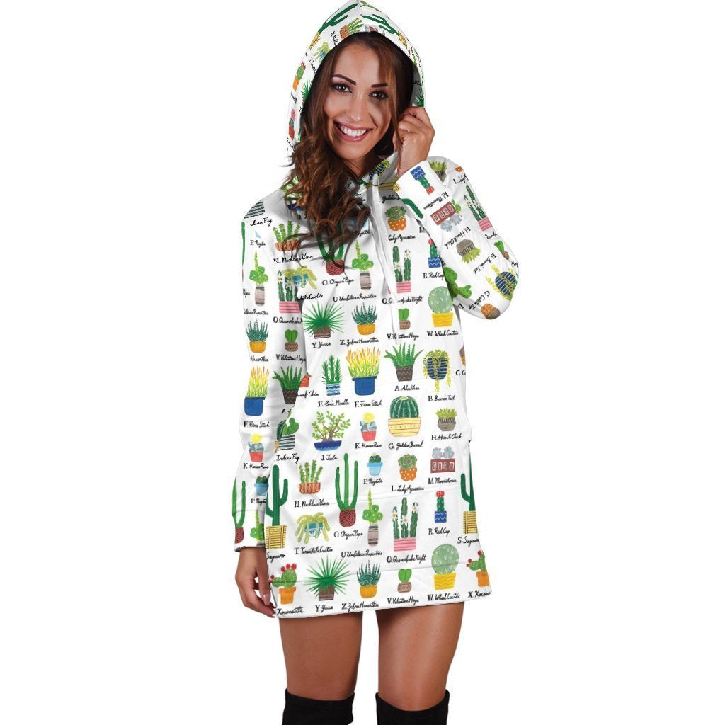 Beautiful Cactus Hoodie Dress-Apparel-NTH-Hoodie Dress-S-Vibe Cosy™