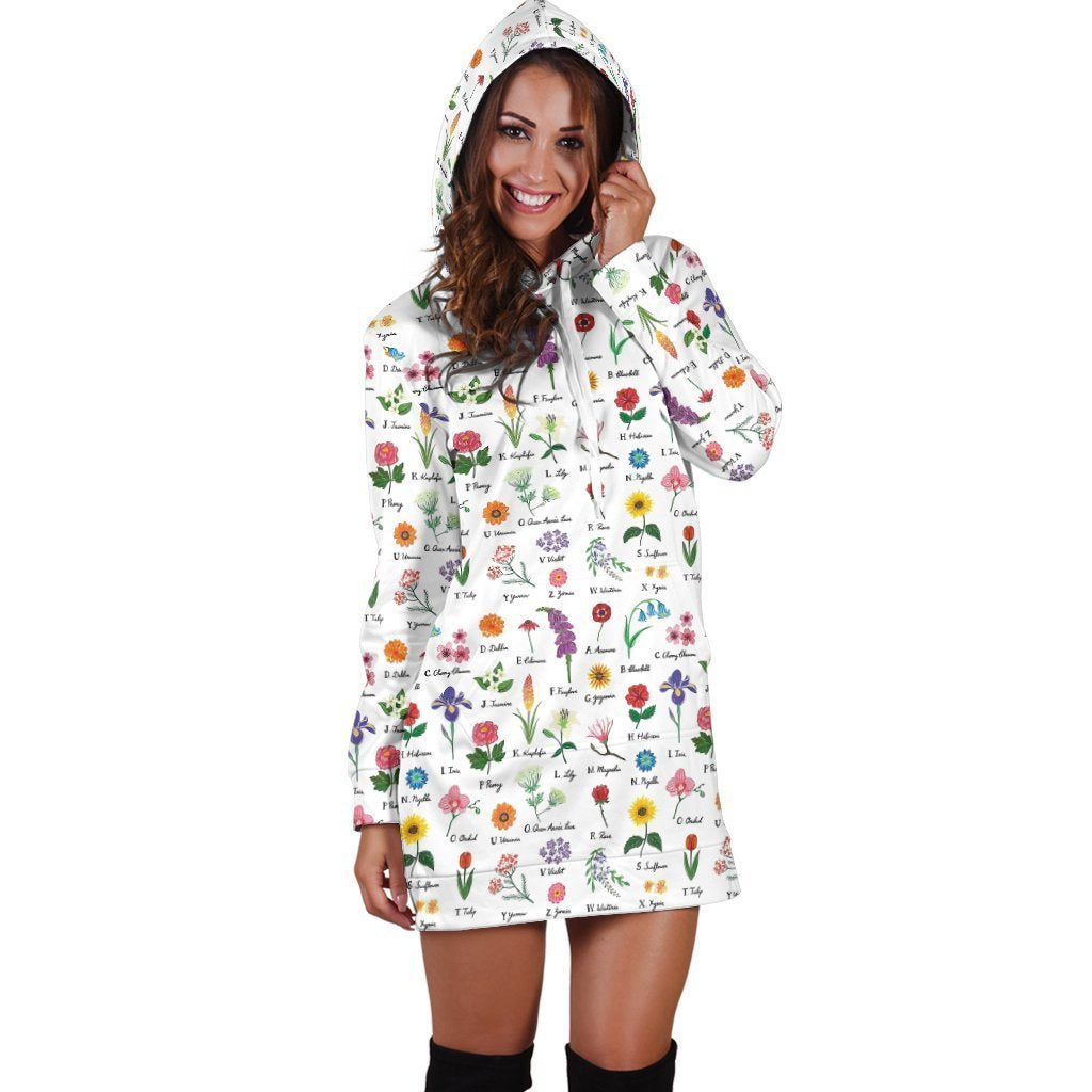 Beautiful Flowers Hoodie Dress-Apparel-NTH-Hoodie Dress-S-Vibe Cosy™