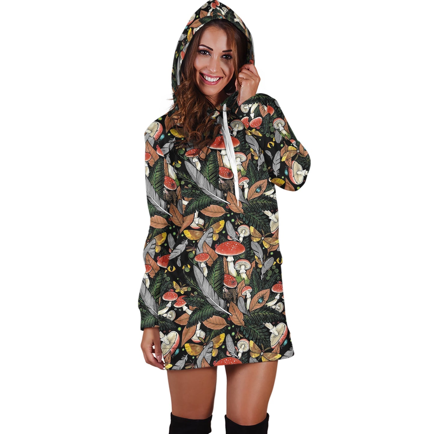 Beautiful Forest Mushroom Hoodie Dress-Apparel-NTH-Hoodie Dress-S-Vibe Cosy™